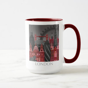 Caneca Londres Elevações por Noite - Vermelho