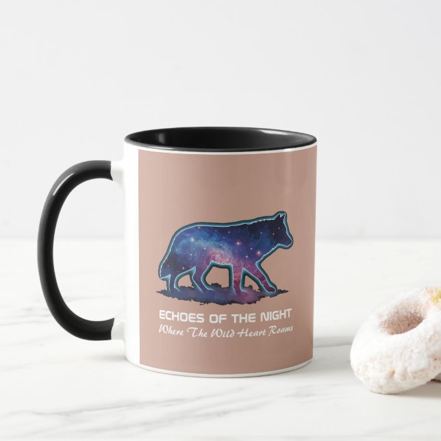 Caneca Lone Galaxy Wolf Silhouette (Echoes of the night) (Com Donut)