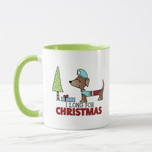 Caneca Longo para o Natal-Dachshund (Esquerda)