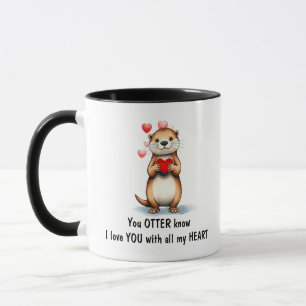 Caneca Lontra Fofa Eu amo VOCÊ com todo o meu Coração