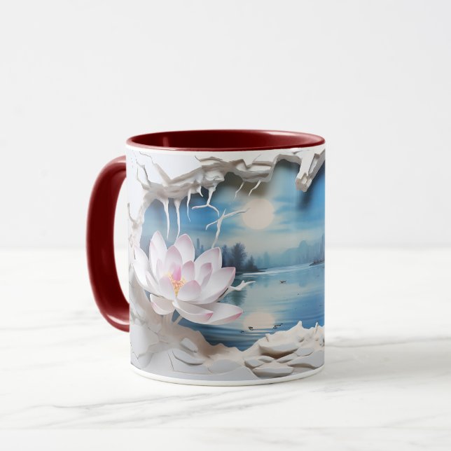 Caneca Lotus Blossom & Serene Lake Cerâmica Coffee ☕ (Frente Esquerda)