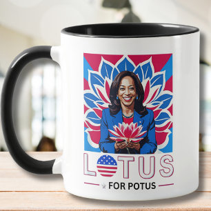 Caneca Lotus para a campanha do presidente Potus Kamala H