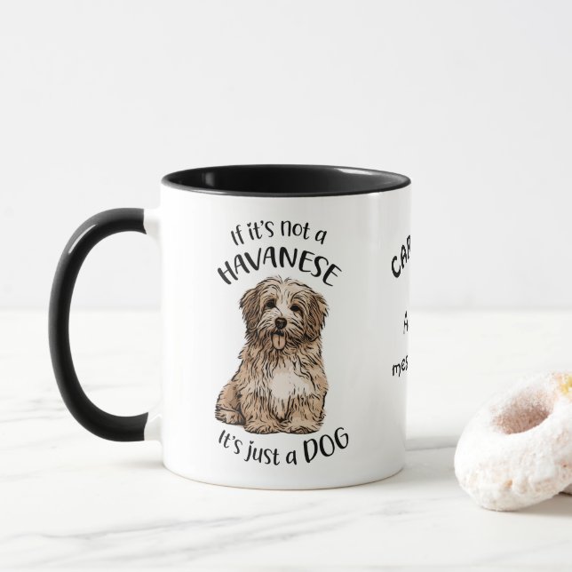 Caneca Louco sobre Mug personalizado do Havanês (Com Donut)