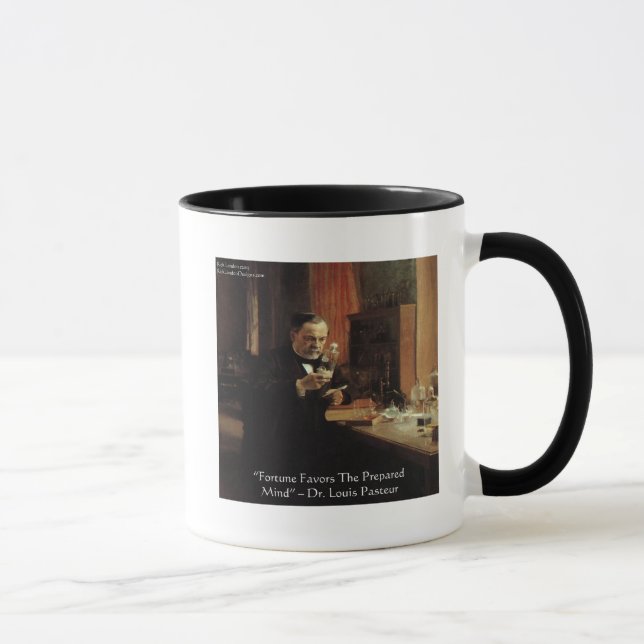 Caneca Louis Pasteur "Sorte" Citação Presentes e Camiseta (Direita)