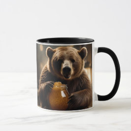 Caneca  L'ours gourmand et son pot de miel doré.