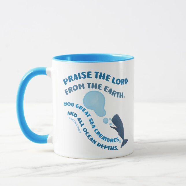 Caneca Louve o Senhor baleia versículo bíblico salmos cri (Esquerda)