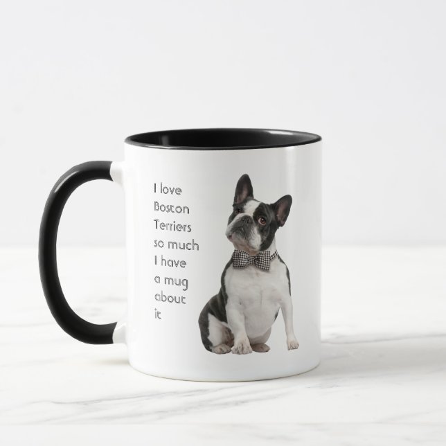 Caneca Love Boston Terriers Cães Tão Divertidos Que Citam (Esquerda)