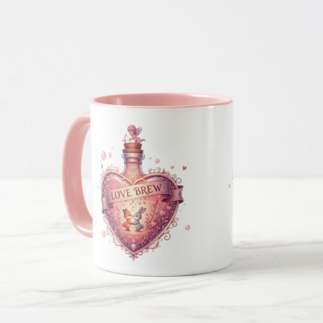 Caneca "Love Brew" Vintage Heart Potion Coffee Mug (Frente Esquerda)