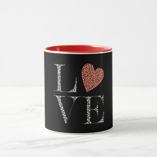 Caneca Love Heart Design – Red Gradient Heart on Black 