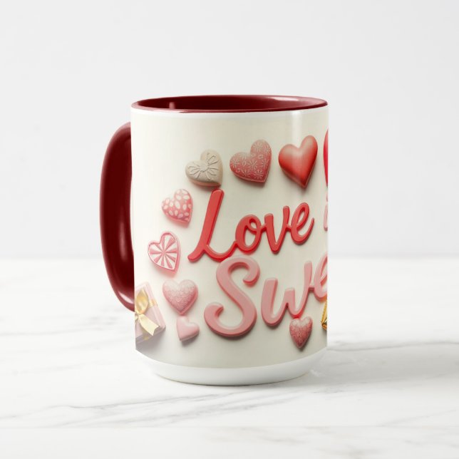 Caneca Love Is Sweet Chocolate Valentine Heart (Frente Esquerda)