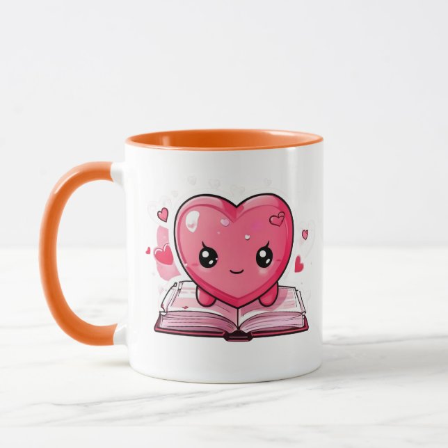 Caneca Love & Literature Mug – Cute Heart Reading Mug (Esquerda)