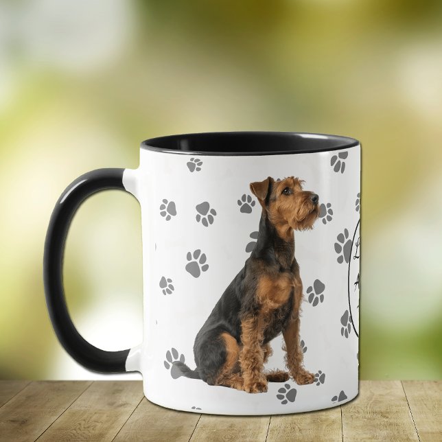 Caneca Love My Airedale Terrier Dog Pawprint (Criador carregado)