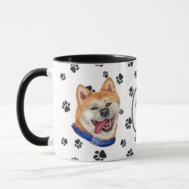 Caneca Love My Akita Dog Pawprint (Esquerda)