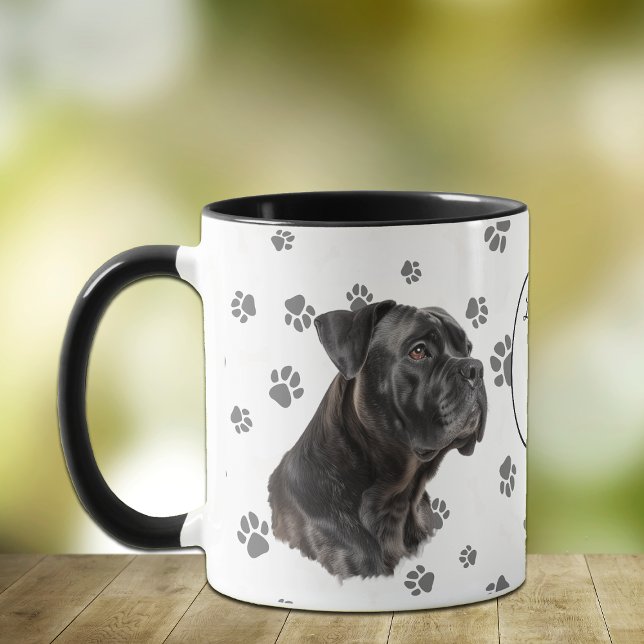 Caneca Love My Cane Corso Dog Pawprint (Criador carregado)