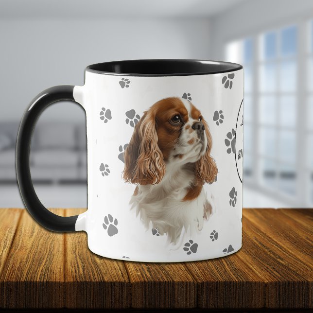 Caneca Love My Cavalier King Charles Spaniel Pawprint (Criador carregado)
