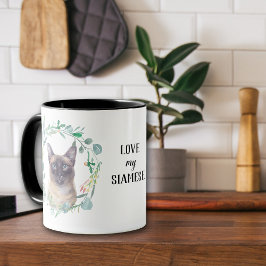 Caneca Love My Siamese Cat Wreath Coffee Mug