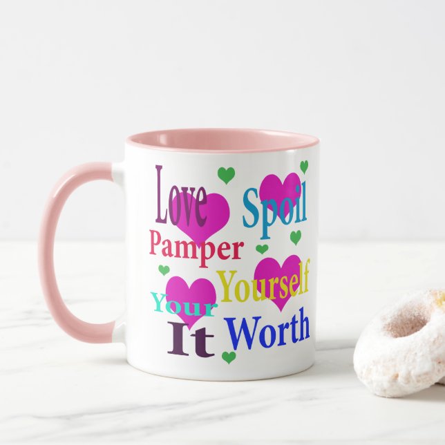 Caneca Love Spoil Pamper Yself Logo, Pink Combo (Com Donut)