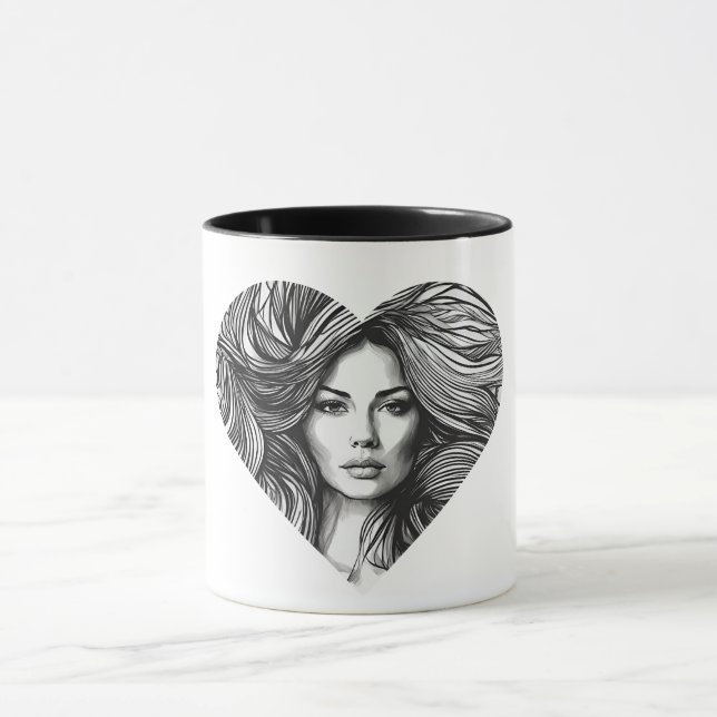 Caneca Love Yourself Frauengesicht mit Herz – Tasse (Centro)