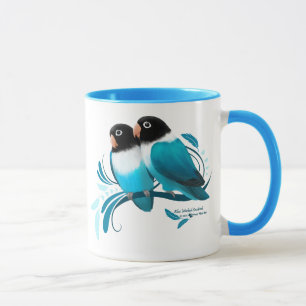 Caneca Lovebirds mascarados azul