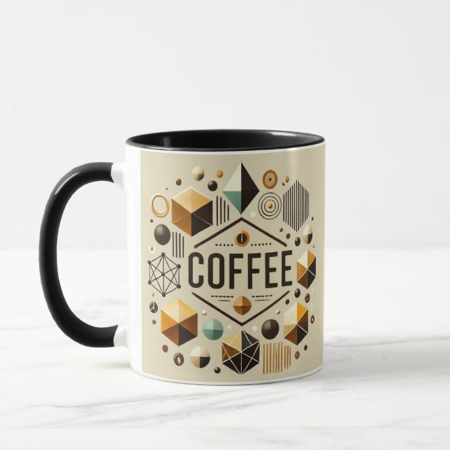 Caneca Lover de café geométrico Moderno e Design de Na mo (Esquerda)
