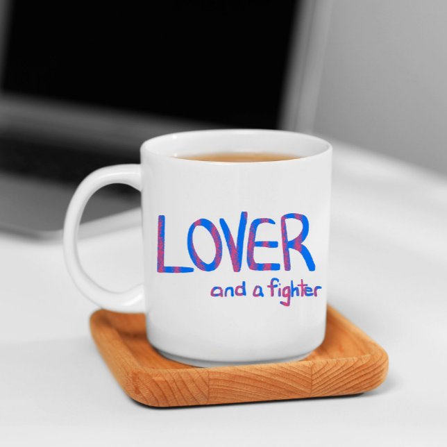 Caneca Lover e um lutador em azul e rosa (Criador carregado)