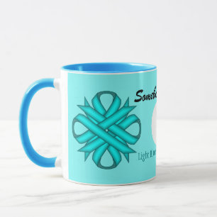 Caneca Lt Blue/Teal Clover Ribbon Tmpl por Kenneth Yoncic