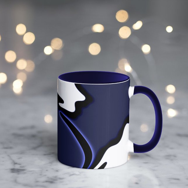 Caneca Lua azul: Abstrato azul e branco (Criador carregado)