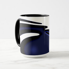 Caneca Lua Azul: Azul Abstrato, Branco e Preto