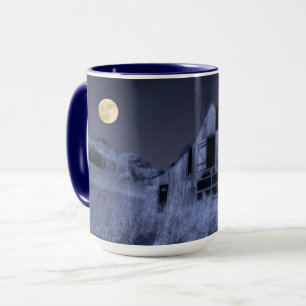Caneca Lua Cheia Acima   Velho Celeiro Desgastado Pelo Te