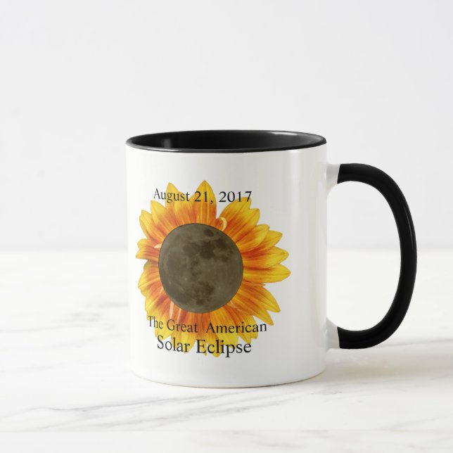 Caneca Lua Solar Eclipse 2017 e girassol (Direita)