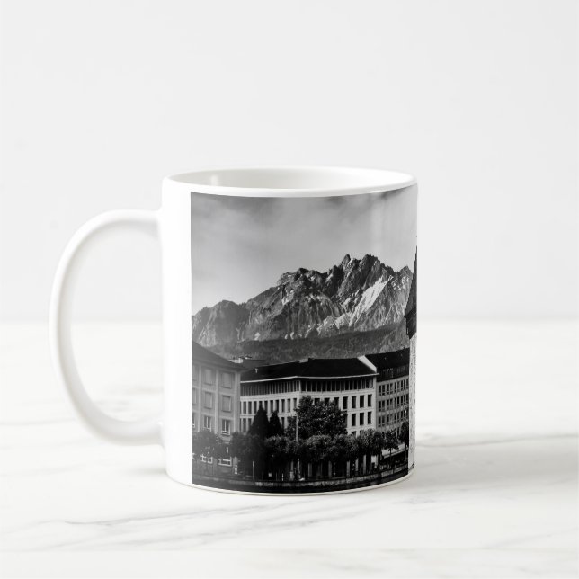 Caneca Lucerne city chapel bridge black/photo white mug (Esquerda)