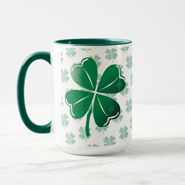 Caneca Lucky Four Leaf Clover Irish Shamrock Pattern Golf (Esquerda)
