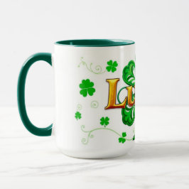 Caneca Lucky Text Shamrock Pattern St. Patrick's