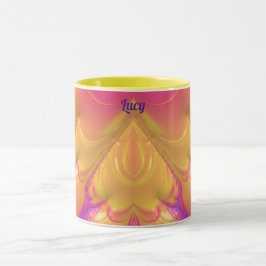 Caneca LUCY ~ Zany 3D ~ Amarelo Cor-de-rosa Azul ~ 3D Mug