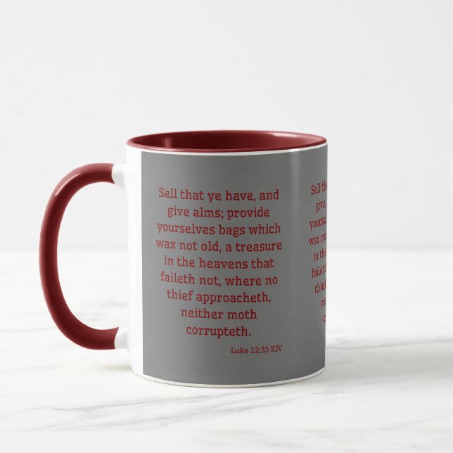 Caneca Luke 12:33 Escritura de Bíblia KJV - Dois Tom (Esquerda)