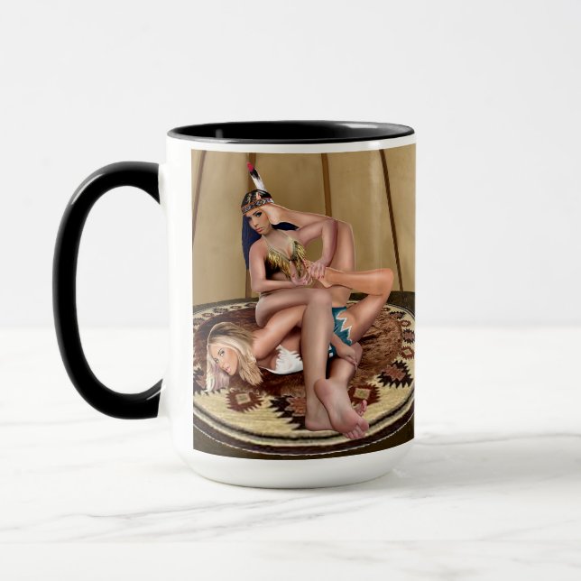 CANECA LUTA DE GATAS EM UM TEEPEE (Esquerda)