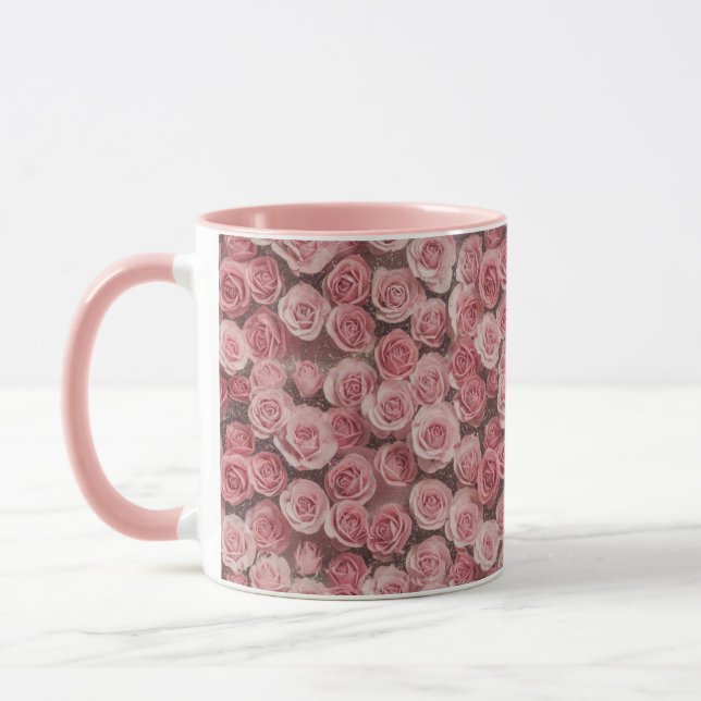 Caneca Luxe Glam Cor-de-Rosa, Rosas Sonhadores Bonito, Ro (Esquerda)