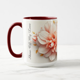 Caneca Luxo Coquette Rococó Floral Coração Rosa