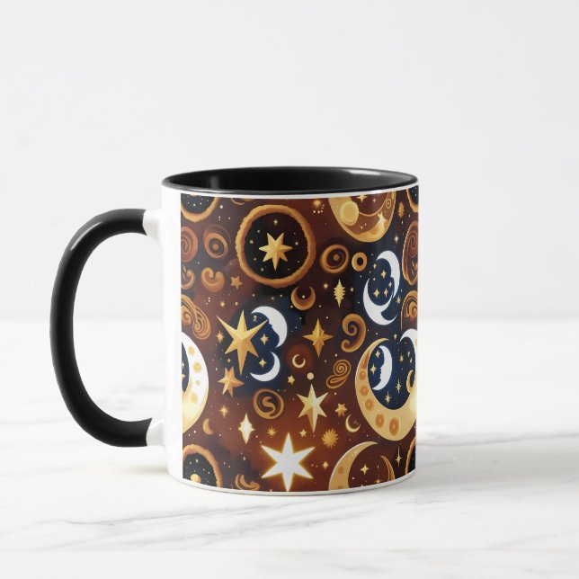Caneca – Luxo Golden Ochre Celestial Moon (Esquerda)