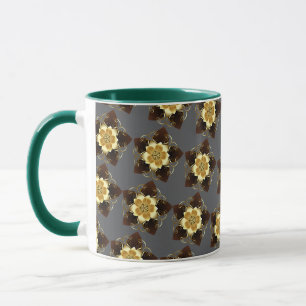 Caneca Luxuoso Design Floral Mandala Ornamental Dourado