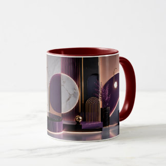 Caneca Luxuoso Geométrico Abstrato Rico Roxo e Dourado