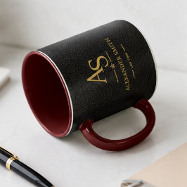 Caneca Luxury Black Leather Gold Monogram Business Brand