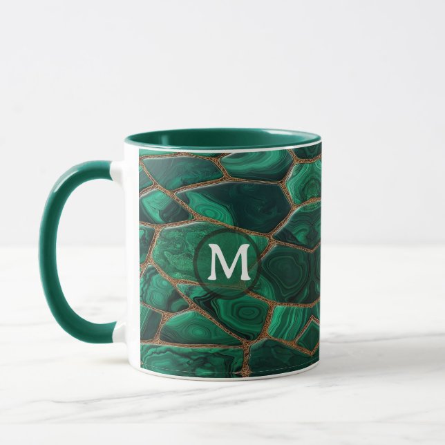 Caneca Luxury Emerald Malachite Green Marble Abstract (Esquerda)