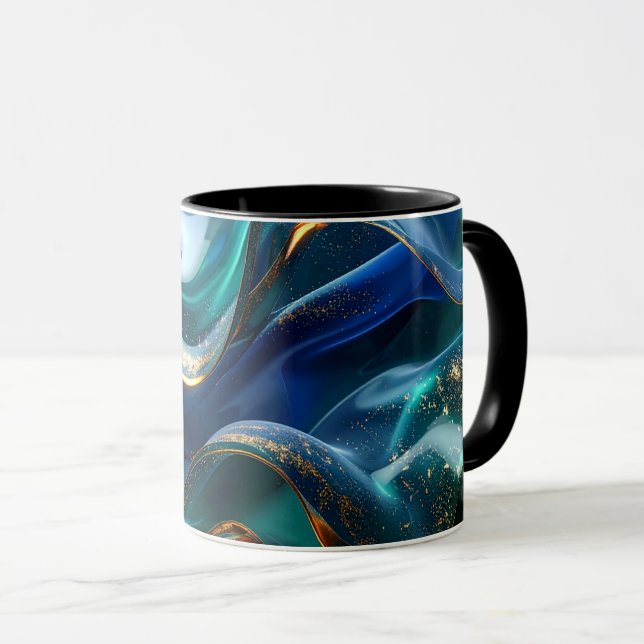 Caneca Luxury Liquid Gold & Blue Glass Mug (Frente Esquerda)