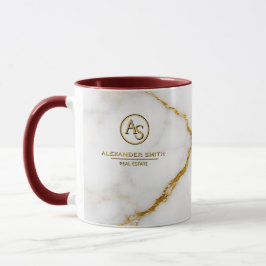 Caneca Luxury White Marble Gold Monogram Real Estate