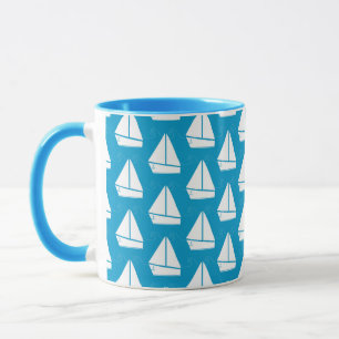 Caneca Luz - teste padrão azul do veleiro