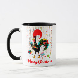 Caneca Luzes de Natal, baubles, presentes e galos