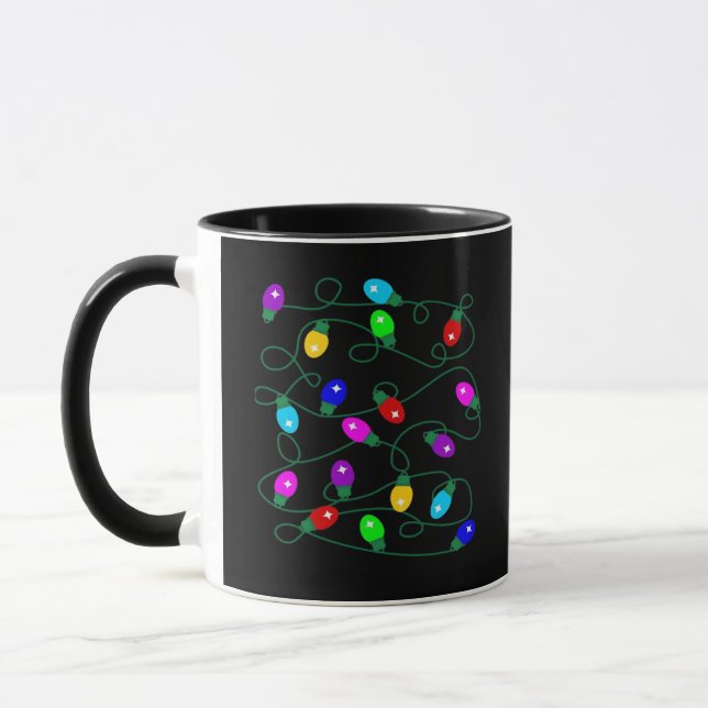 Caneca Luzes de Natal - Vamos Acender Luzes Lit - Feliz e (Esquerda)