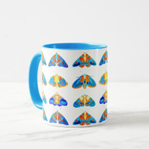Caneca Luzes em azul escuro, laranja e turquesa