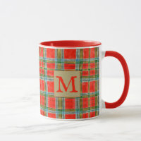 MAC BAIN TARTAN Red Combo Mug + Texto